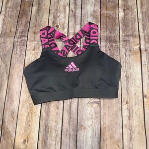 Adidas Black Sports Bra with Pink Accents